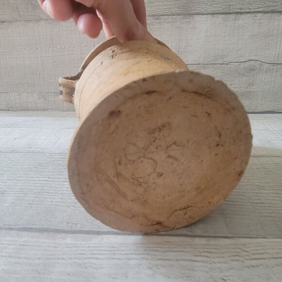 Rustic Handcrafted Clay Vase With Tree Design & Dual Handles Utensil Holder - Picture 6 of 8